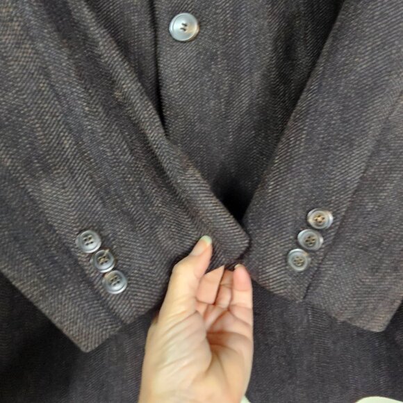 Hugo Boss Neiman Marcus Wool Blazer 46R Brown Ventless Office Quiet Luxury USA - Picture 4 of 15